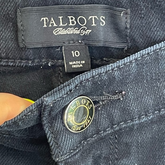 Talbots Black Denim Straight Capris Jeans Size 10 Minimalist Casual Stretch - Picture 8 of 8
